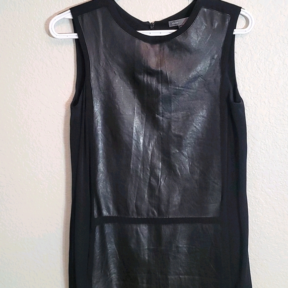 VINCE NWT LEATHER PANEL SILK SHIFT W/Pockets - Picture 5 of 7